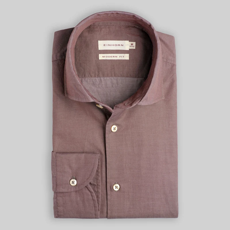 Hemd Modern Fit Twill Braun